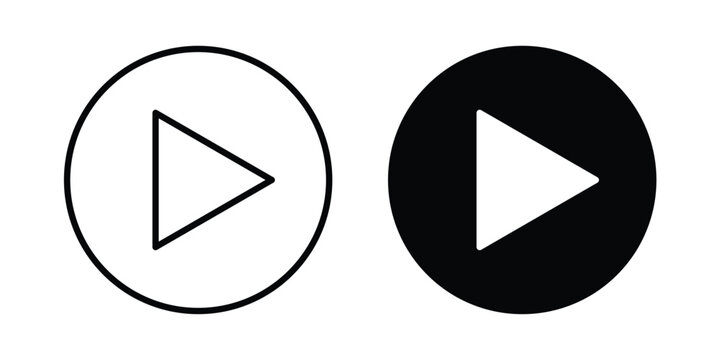 Media play button icon elements. icon in trendy flat and stroke style