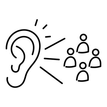 Active empathy icon, Active listening and communication concept for interpersonal skills and emotional intelligence, Ear and people symbol for empathy practice and audience understanding