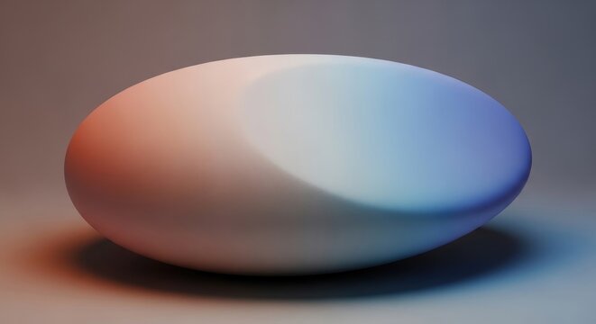 Abstract 3D Render of a Smooth, Oval-Shaped Object with Gradient Colors.