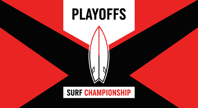 Surf Championship Playoffs Graphic Design With Bold Red, Black, And White Shapes