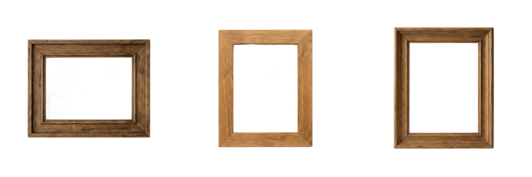Rustic Wooden Photo Frame PNG Isolated on Transparent Background for Wall Decor and Mockup Presentation Designs
