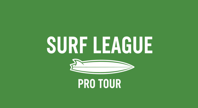 Surf League Pro Tour Logo Design Template With A Green Background, Ready For Branding