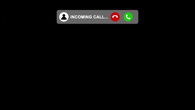 Incoming Call Notification Overlay Animation with Alpha Channel.
Digital Incoming Call Screen Animation on Transparent Background.