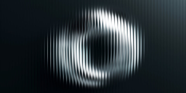 Close-up of human iris with radial striations in black and white high contrast