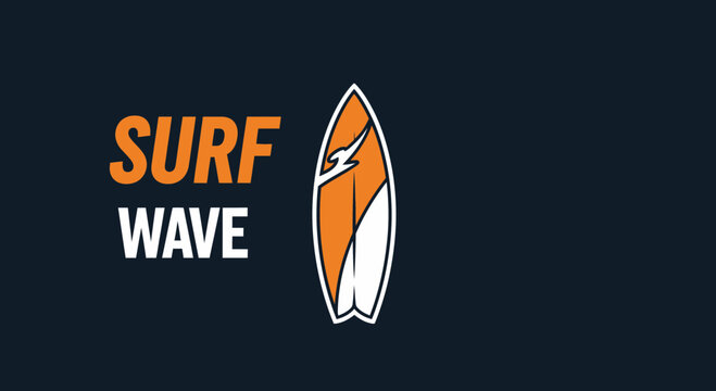 Surf Wave Board Design on Navy Background Perfect For Surfing Related Businesses