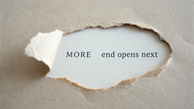 Conceptual visual metaphor representing new beginnings through a torn paper revealing a hidden message about transitions and opportunities waiting ahead