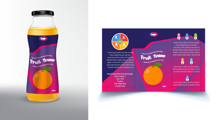 Juice Packaging Design with Vibrant Label Design Template. © MDALAM