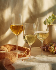 Obraz premium Golden hues and crystal glasses showcase a timeless moment of Chardonnay enjoyment Generative AI