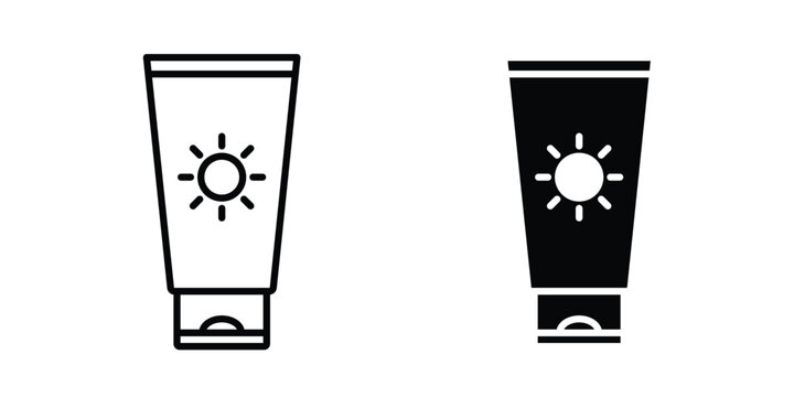 Sunscreen icon elements. icon in trendy flat and stroke style