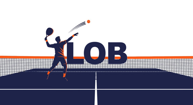 Tennis Player Performing a Strategic LOB Shot on Court Against the Gradient Backgrounds