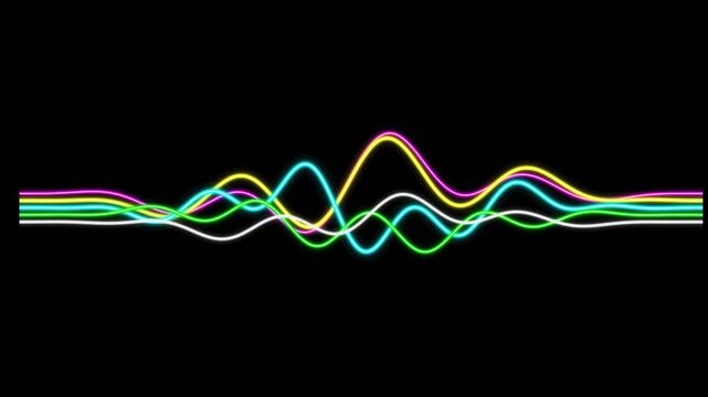 Abstract Multi Color Neon Audio Waveform and Digital Signal Frequency Spectrum Visualization