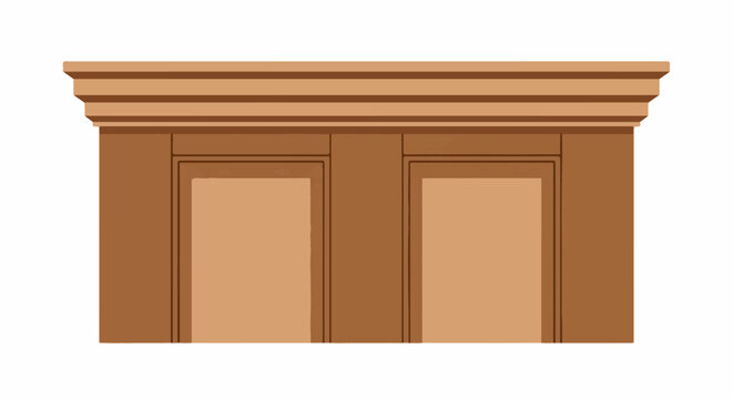 A minimalist illustration of a classical architectural element with two doorways