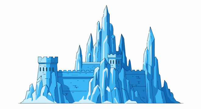 A grand ice castle with towering spires and fortified walls