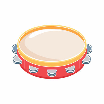 Red Tambourine with Yellow Rim and Jingle Bells
