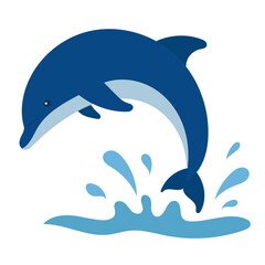 Fototapeta premium Cute dolphin jumping from water playful marine animal ocean adventure scene