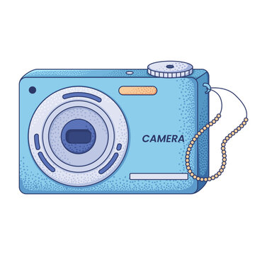Classic Digital Compact Camera With Beaded Strap Illustration