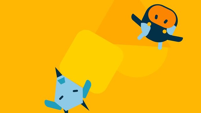 Minimalist Flat Design Cow and Goat Animated Heads on Bright Yellow Background for Farm and Education Content