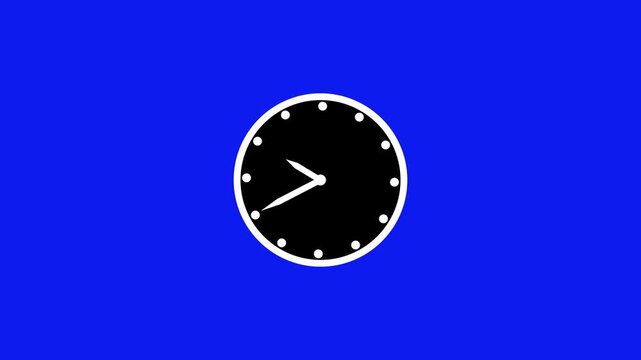 Clock Animation Loop, Minimalist clock icon with black background animation.
