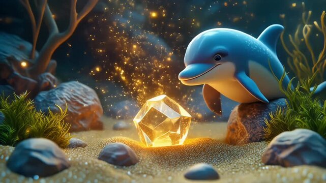 Colorful Underwater Dolphin Reef Animation Ocean Background