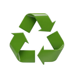 Obraz premium Glossy green three dimensional recycling symbol on a transparent background
