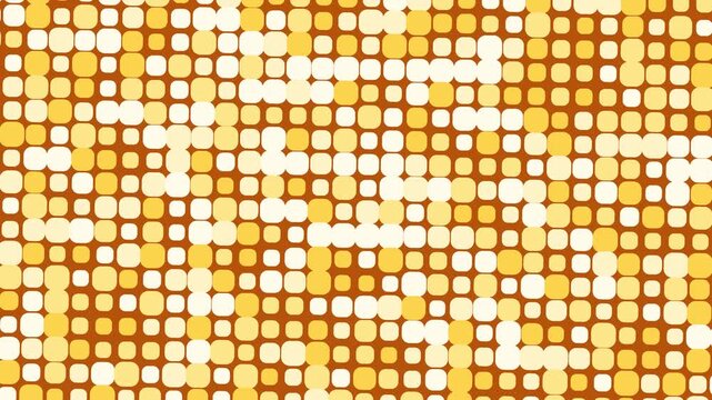 Abstract Yellow Rounded Square Grid Animation with Glowing Mosaic Pixel Effect for Tech Backgrounds