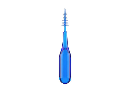 Blue interdental brush for cleaning teeth and oral hygiene care tool Isolated png