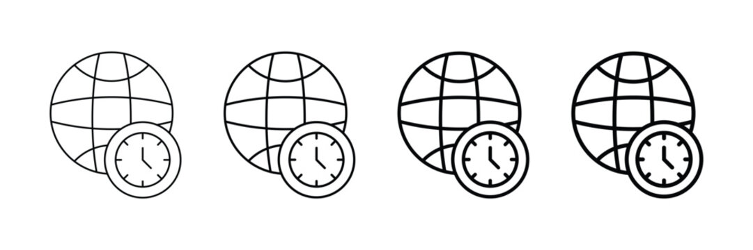 Time Zone  Icon Set Different Style Collection