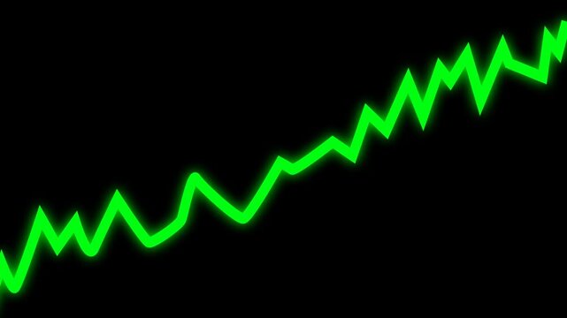 Dynamic glowing financial signal animation with volatile market movement and futuristic data visualization for trading, broadcast, business, and digital overlay projects, alpha channel