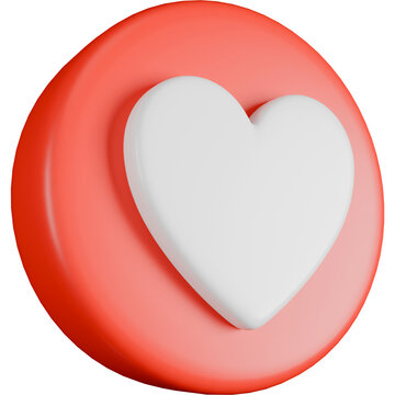 3D Heart Like Icon for Social Media