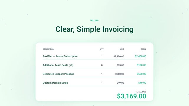 Invoice Billing Summary UI Motion Animation
