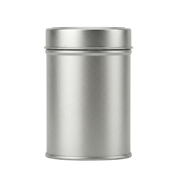 Silver tin container with metal lid