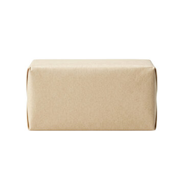 Brown paper wrapped rectangular package mockup