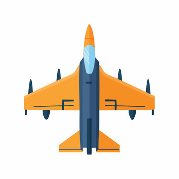 Top View of a Stylized Orange and Blue Jet Fighter