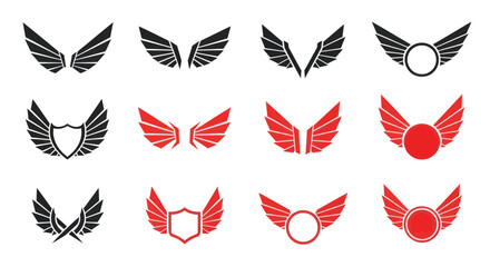 Fototapeta premium Winged Symbols Collection: Badges, Shields, and Emblems