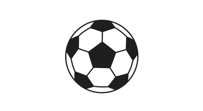 Clean minimalist black and white graphic illustration of a classic soccer ball with its iconic hexagonal and pentagonal panel pattern.