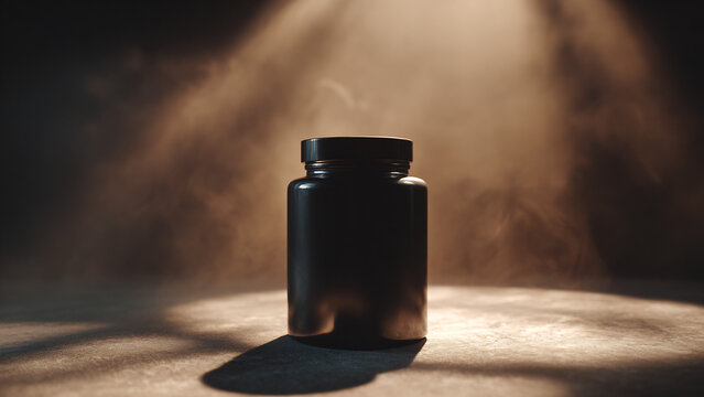 
editorial photography, front shot, smooth ceramic black candle jar, shot with hasselblad x2d 100c, xcd 90mm f/2.5 lens, cinematic sepia color grading with golden hour warmth, professional main fresne