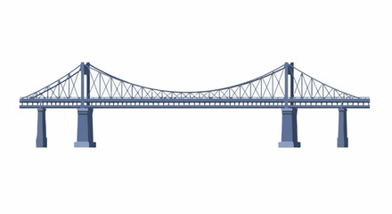 Fototapeta premium A suspension bridge with two towers and a wide deck, supported by pillars