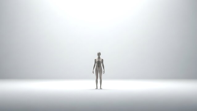 Human Figure in Minimalist White Space.