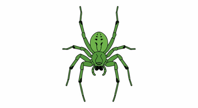 Bright green spider with black markings and eight legs