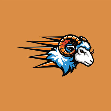 Colorful illustration of a rams head.
