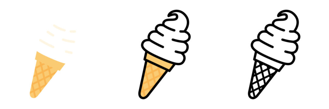 ポップでかわいいソフトクリームのイラストセット
