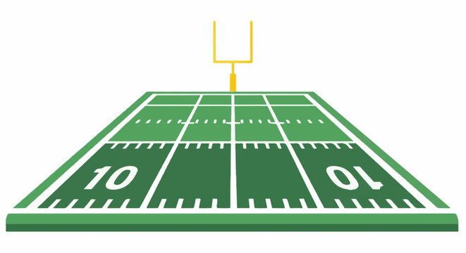 American football field with goalposts and yard markers