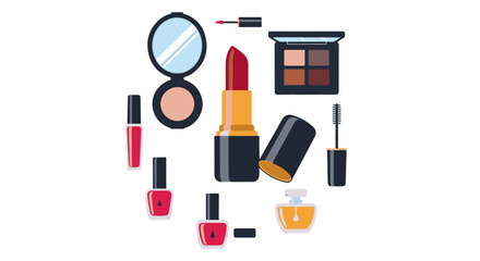 Obraz premium Assorted beauty products including lipstick, mascara, and perfume