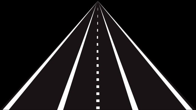 Moving road aerial top view animation. animated highway driving. Long road drive , animated highway cartoon
