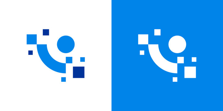 A creative Digital abstract human logo, pixel logo design icon