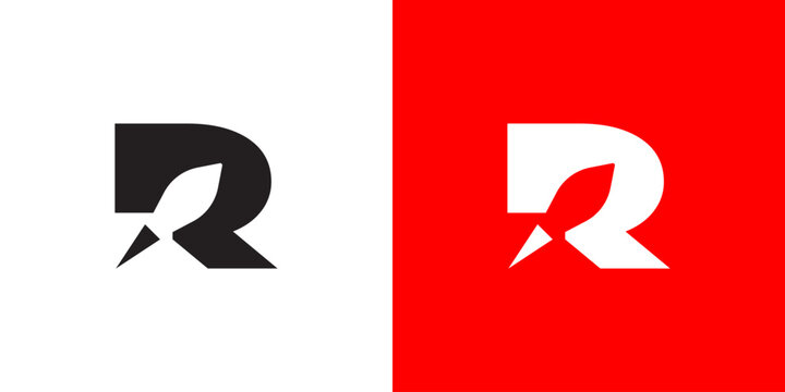 Creative R lettermark with negative space Rocket vector.