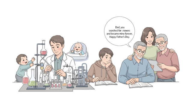 Family Chemistry and Future: Capturing the enduring bond between generations, a scientist father blends work and family life.