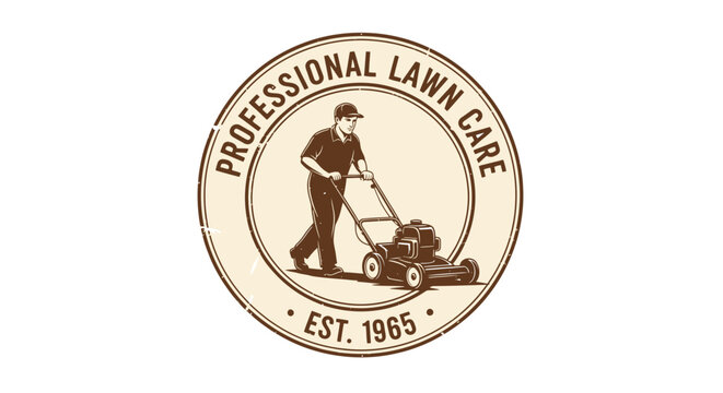 Professional Lawn Care Service Emblem Est 1965.