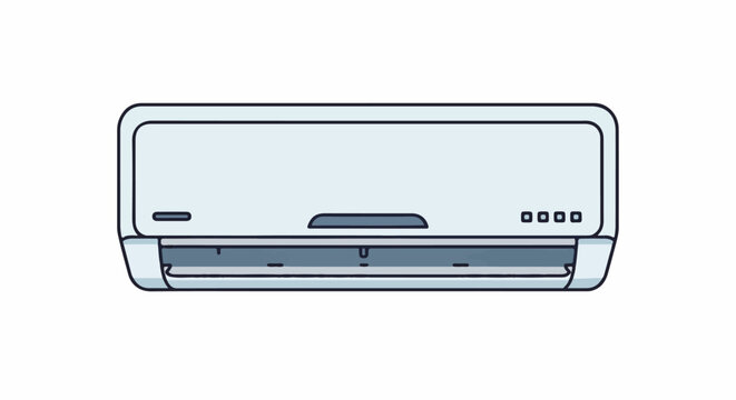 Clean, flat illustration of a light blue air conditioner unit on white