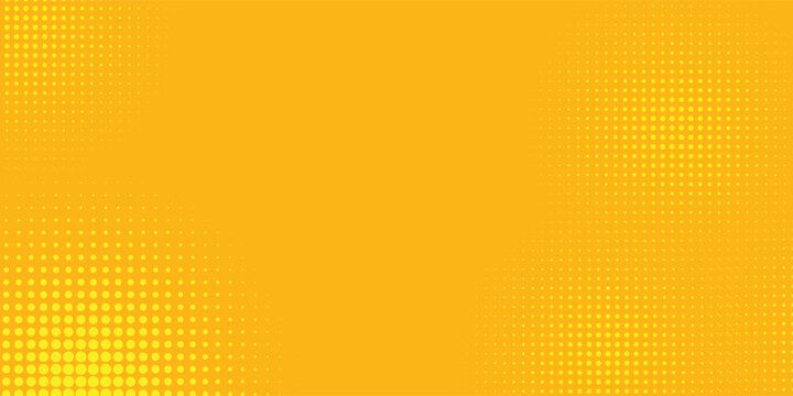 Yellow Halftone Dotted Gradient Background With Retro Comic Texture.Art & Illustration